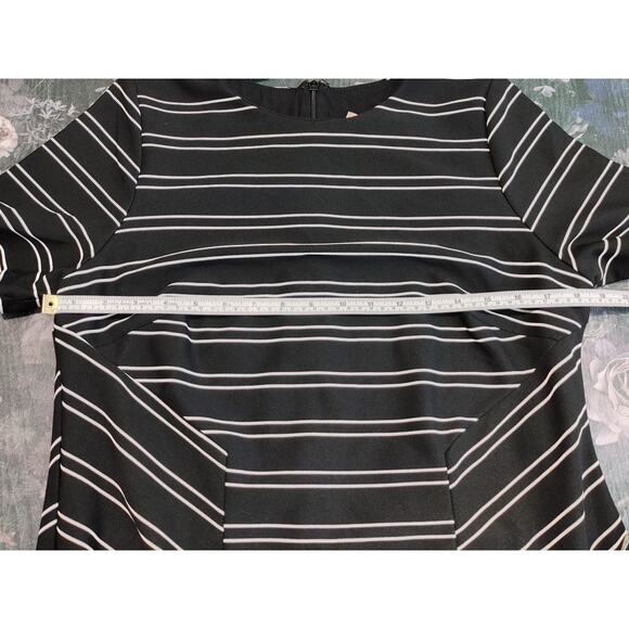 Hutch Stripe Eleanor Dress Crewneck Short Sleeve Black White Womens Plus Size 1X - Picture 8 of 11